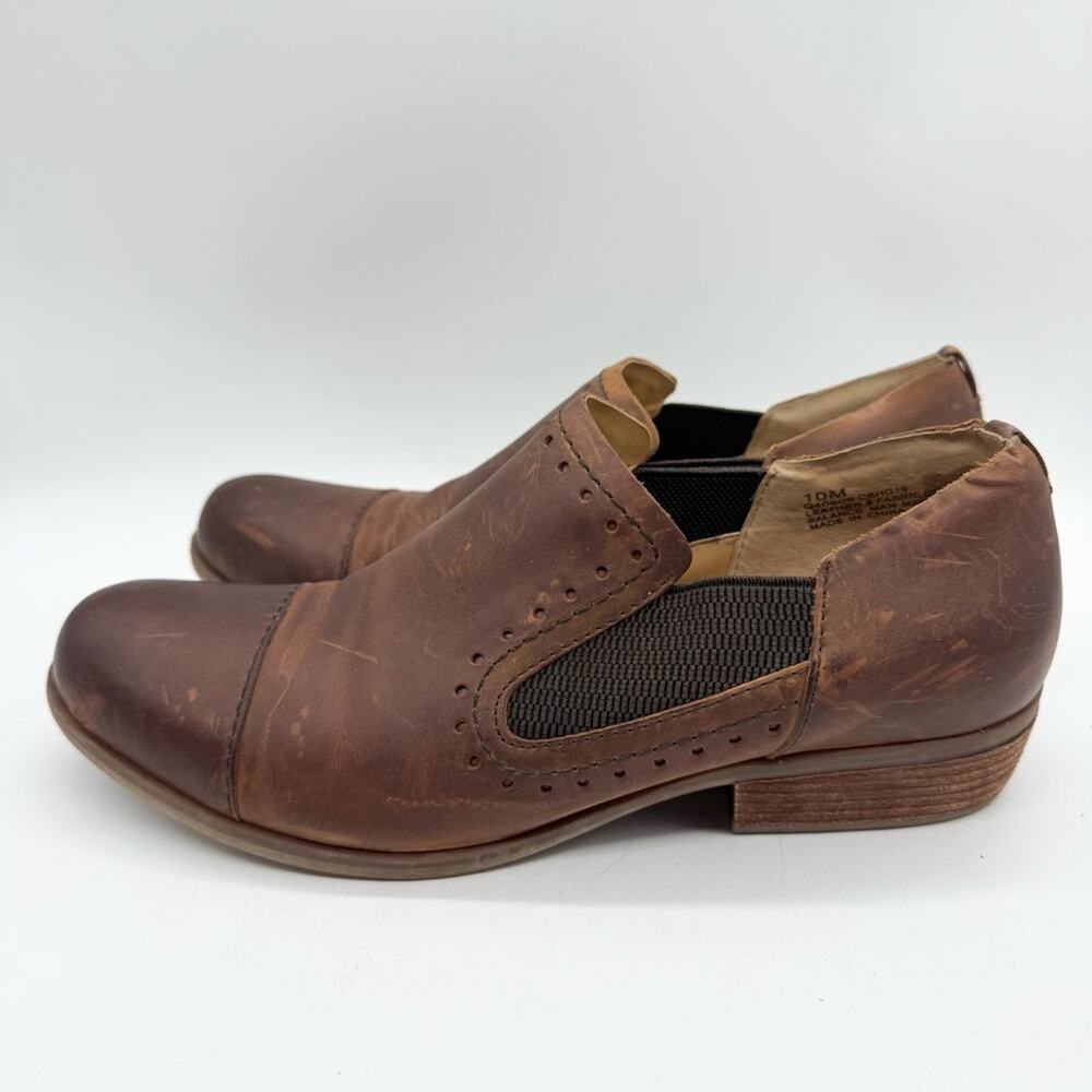 Korks Gertrude Double Gore Slip On Low Stacked Heel Mule‎ Shoes Brown Size 10 - Picture 6 of 10